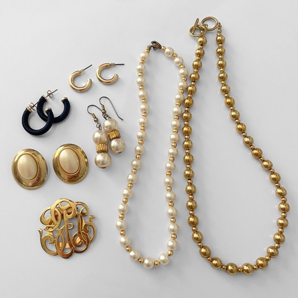 Vintage Faux Pearl Costume Jewelry Lot